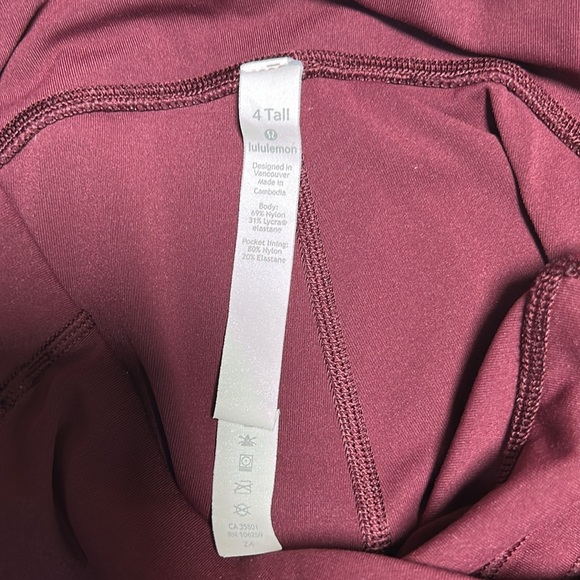 Lululemon Speed Up Tight Tall 31" in Burgundy, Size 4, Style: W5BP1T - Picture 12 of 12